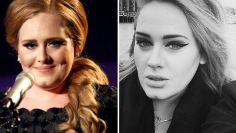 La cantante británica Adele, antes y después de su cambio de imagen.