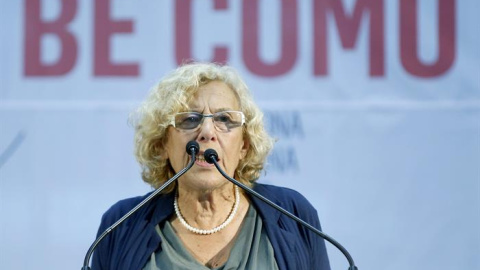 Manuela Carmena durante su intervención en el acto de Barcelona. - EFE