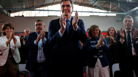 El secretario general del PSOE y presidente del Gobierno en funciones, Pedro Sánchez, durante la presentación del programa electoral de su partido para las elecciones del 10 de noviembre. EFE/Chema Moya