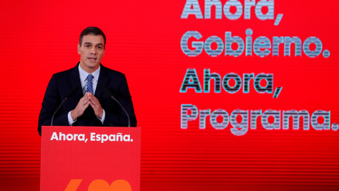 El secretario general del PSOE y presidente del Gobierno en funciones, Pedro Sánchez, durante la presentación del programa electoral de su partido para las elecciones del 10 de noviembre. EFE/Chema Moya