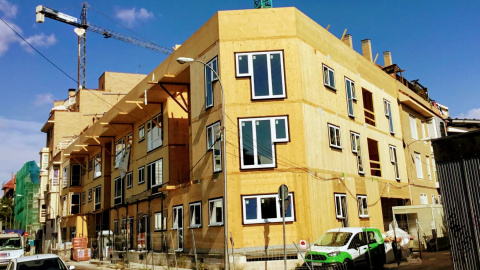 Construcción de las viviendas de Las Carolinas, en Usera, Madrid.- ENTREPATIOS