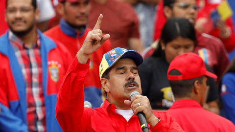 El presidente de Venezuela, Nicolás Maduro, durante su discurso en la avenida Bolívar de Caracas.-REUTERS