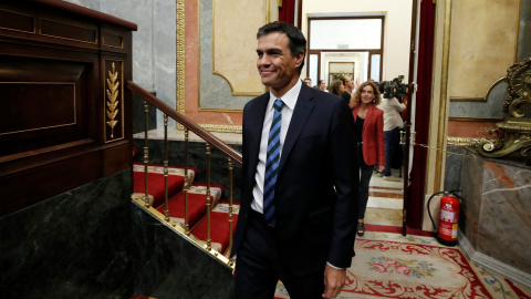 El líder del Partido Socialista, pedro Sánchez, durante el debate de investidura en el Congreso de los Diputados. REUTERS/Juan Medina