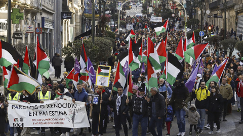 10/24 Manifestación de apoyo a Palestina en Vigo el pasado 20 de enero. Adrián Irago