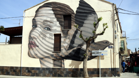 Mural de l'artista Gerada al 7è Gargar Festival de Penelles