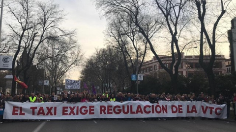 09/02/2019.- Taxistas vuelven a manifestarse para exigir una regulación de la VTC. EUROPA PRESS