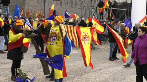 Manifestantes con banderas. Víctor Lerena (EFE)