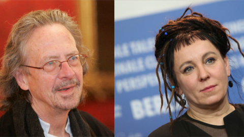 Peter Handke y Olga Tokarczuk, los últimos ganadores del premio Nobel de literatura. / Reuters