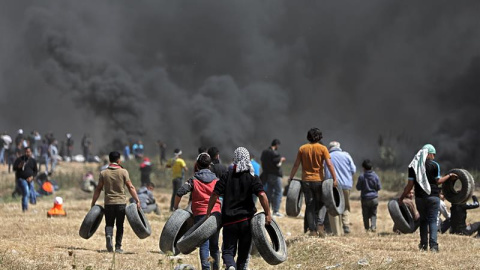 Protestas en la frontera de Gaza con Israel. / EFE