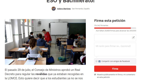 La petición de este alumno gaditano ya cuenta con casi 175.000 firmas.