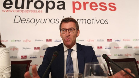 El presidente de la Xunta, Alberto Núñez Feijóo, en un desayuno informativo organizado por Europa Press. EUROPA PRESS