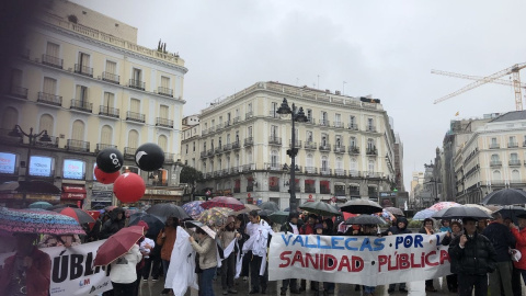 Cadena humana en la Puerta del Sol de Madrid por la sanidad pública. E.P.