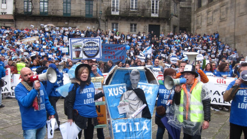 Manifestación de los funcionarios de justicia en el segundo mes de huelga. E.P.