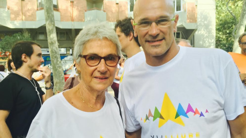 Los candidatos de Junts pel Sí Muriel Casals y Raul Romeva. - PÚBLICO