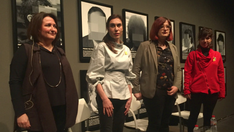 Anna Sáez, Txell Bonet, Cassandra Vera i Bea Talegón, en el col·loqui al museu de Lleida. | Mònica Mombiela