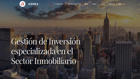 Portada de la página web de la gestora inmobiliarioa Azora.