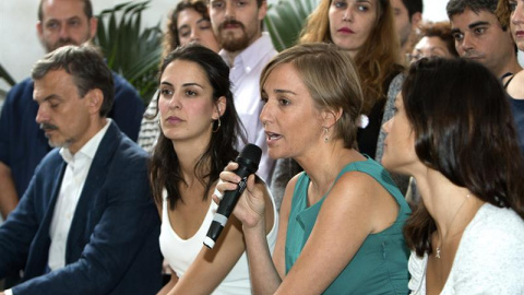 La diputada Tania Sánchez, junto a la portavoz en el Ayuntamiento madrileño, Rita Maestre.- EFE