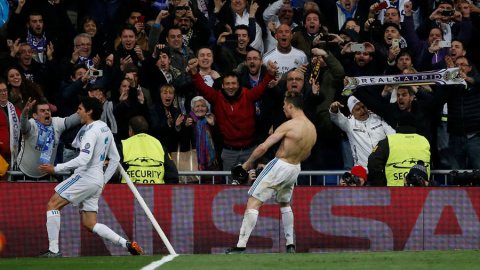 Cristiano celebra su gol a la Juventus. REUTERS