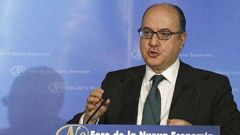 El presidente de la Asociación Española de Banca (AEB), José María Roldán, en un desayuno informativo.