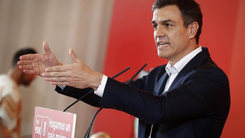 El secretario general del PSOE, Pedro Sánchez, en Pamplona. EFE