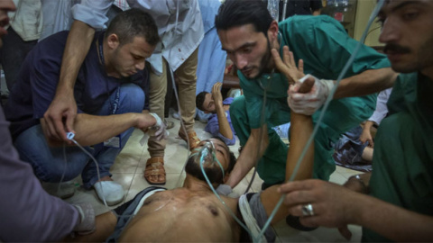 Hospital de Alepo, donde Yasser ejerció como médico, en 2012. / RICARDO GARCÍA VILANOVA