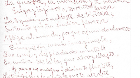 Manuscrito de 'Al cabecilla Franco'. / CLAUDIO RODRÍGUEZ FER