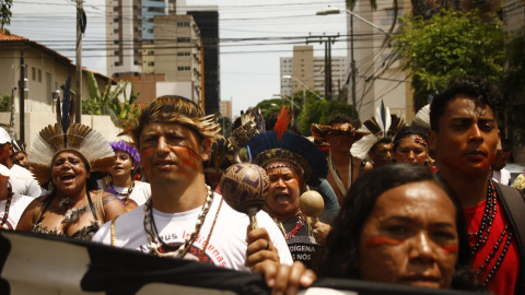 Marcha de protesta de las comunidades indígenas en el estado de Ceará, 31/01/19, ante la violencia sufrida en los últimos tiempos. Renato-Santana/CIMI.