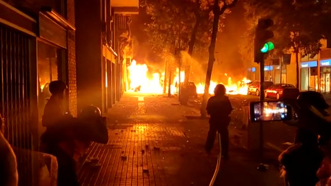 Incendian coches en la manifestaciÃ³n de Barcelona