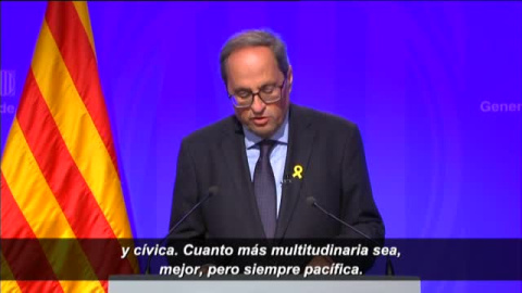 Torra: La protesta, cuanto mÃ¡s multitudinaria, mejor, pero siempre pacÃ­fica