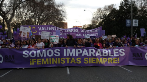 Cabecera de la manifestación feminista del 8M en Madrid. / FERMÍN GRODIRA