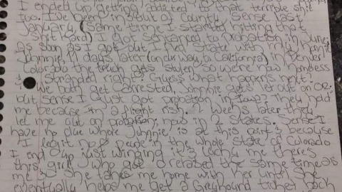 Semanas antes de desaparecer, Zoey escribió esta carta a un amigo relatando su historial de arrestos en varios estados y la batalla cuesta arriba que estaba librando para superar su adicción a las drogas .