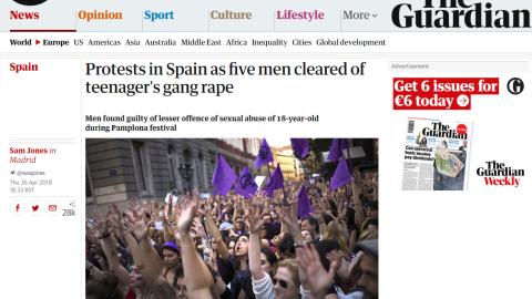 La noticia sobre la sentencia en 'The Guardian'