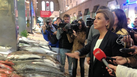 María Dolores de Cospedal en la campaña gallega del 25S , en Santiago.- E.P.