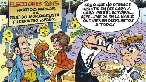 Portada de '¡Elecciones!', el nuevo álbum de Mortadelo y Filemón. EFE