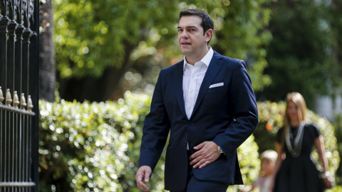 El primer ministro griego Alexis Tsipras durante la ceremonia en la que el nuevo Gobierno prestó juramento. REUTERS