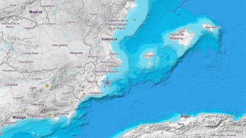 Mapa del lugar donde se ha originado el terremoto. EFE