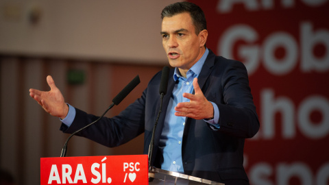 El presidente en funciones, Pedro Sánchez, durante un acto de campaña este miércoles. / Europa Press