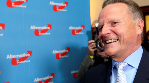 El candidato del partido ultraderechista Alternativa para Alemania, Georg Pazderski, tras conocerse el auge de su formación en las elecciones regionales de Berlín.-REUTERS