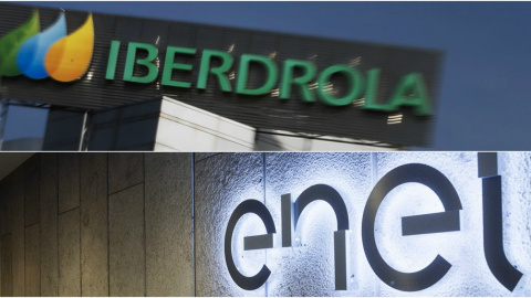 Los logos de las compañías eléctricas Iberdrola y Enel.