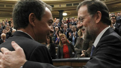 José Luis Rodríguez Zapatero y Mariano Rajoy en el Congreso. EFE/Archivo