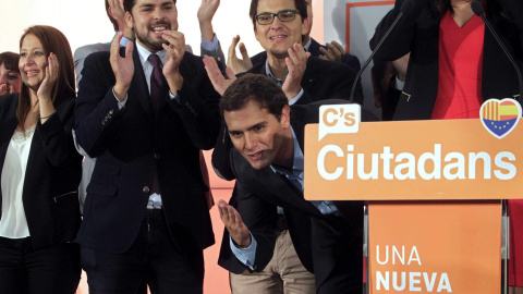 El líder de Ciutadans Albert Rivera, durante la rueda de prensa para valorar los resultados de la formación en las elecciones catalanas. EFE/Marta Pérez