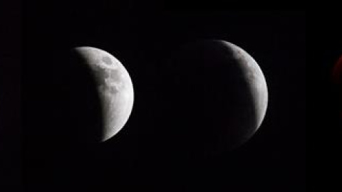 Combo de seis fotografías de un eclipse de total de luna durante el fenómeno natural llamado Superluna hoy, domingo 27 de septiembre del 2015, desde la ciudad de Caracas (VENEZUELA). EFE/MIGUEL GUTIERREZ