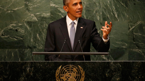 El presidente de Estados Unidos, Barack Obama, durante su intervención en la Asamblea de las Naciones Unidas.-  REUTERS