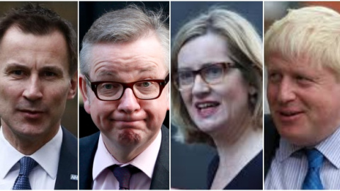 Jeremy Hunt, Michael Gove, Amber Rudd y Boris Johnson, algunos de los candidatos para suceder a Theresa May. / REUTERS