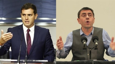 Albert Rivera (izquierda), líder de Ciudadanos y Juan Carlos Monedero (derecha), fundador de Podemos/EUROPA PRESS