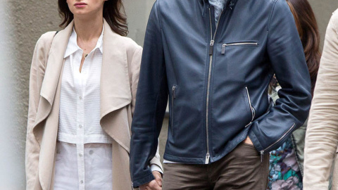 El actor Jim Carrey con la que era su pareja Cathriona White.