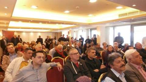 Vista de los asistentes a las jornadas sobre vivienda, en Atenas. F.R.