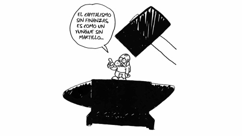 Ilustración de Charb (Stéphane Charbonnier) incluida en el libro 'El capitalismo en 10 lecciones', de Michel Husson (Librería Viento Sur/La Oveja Roja).