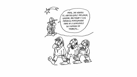 Ilustración de Charb (Stéphane Charbonnier) incluida en el libro 'El capitalismo en 10 lecciones', de Michel Husson (Librería Viento Sur/La Oveja Roja).