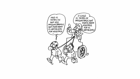 Ilustración de Charb (Stéphane Charbonnier) incluida en el libro 'El capitalismo en 10 lecciones', de Michel Husson (Librería Viento Sur/La Oveja Roja).